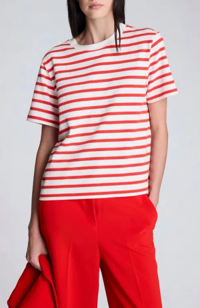 Kenneth Cole Stripe Boxy T-shirt In Red