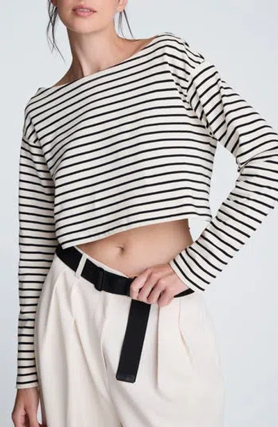 Kenneth Cole Stripe Cotton Crop Top In Multi
