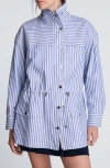 Kenneth Cole Stripe Cotton Jacket In Blue