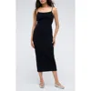 Kenneth Cole Stripe Midi Slipdress In Black