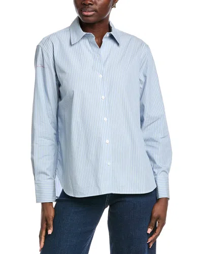 Kenneth Cole Stripe Poplin Shirt In Blue