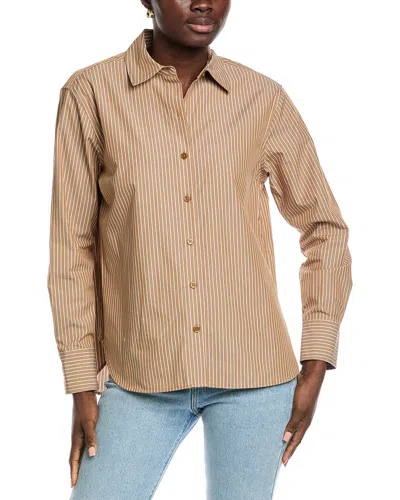 Kenneth Cole Stripe Poplin Shirt In Brown