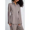 Kenneth Cole Pinstripe Fitted Blouse With Straight Sleeves In Gray