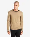 Kenneth Cole Striped Collar Pullover Knit In Light Brown