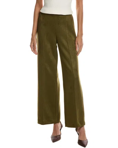 Kenneth Cole Sueded Scuba High-rise Wide Leg Pant In Green