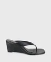 Kenneth Cole Susannah Leather Thong Wedge Sandal In Black