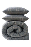Kenneth Cole Sussex Plaid Comforter Set In Khaki Black