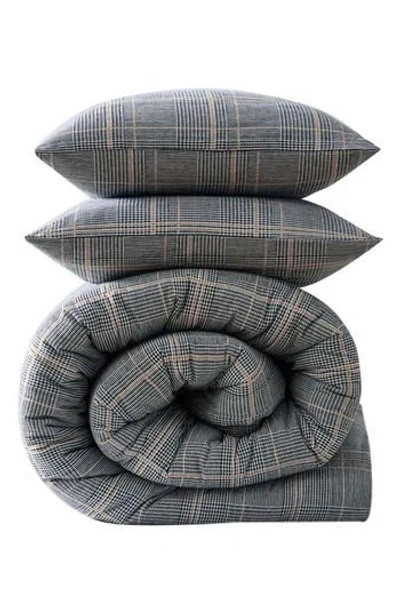 Kenneth Cole Sussex Plaid Comforter Set In Khaki Black