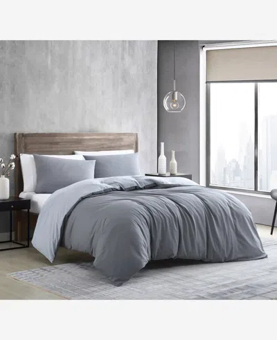 Kenneth Cole Sustainable Solid Grey Duvet Cover Set In Open Dark Grey