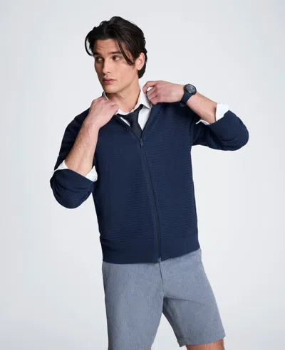 Kenneth Cole Sweater Bomber Jacket In Blue