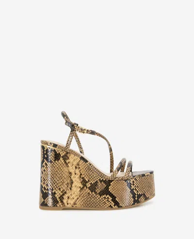 Kenneth Cole Tatiana Snake Print Platform Wedge Sandal In Sand Snake