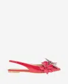 Kenneth Cole Tayla Patent Floral Appliqué Slingback In Red Patent