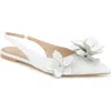 Kenneth Cole Tayla Patent Floral Appliqué Slingback In White Patent