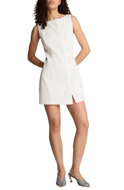 Kenneth Cole Texture Button Front Sleeveless Sheath Dress In White