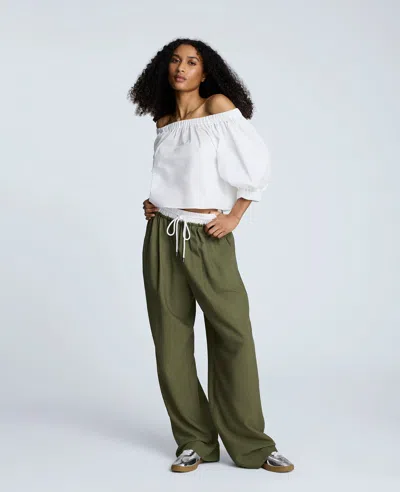 Kenneth Cole Textured Drawstring Pant With Contrast Waistband