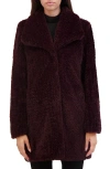 Kenneth Cole Textured Faux Fur Jacket In Wine