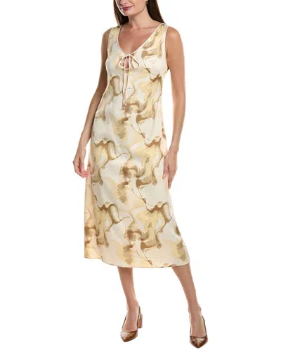 Kenneth Cole Textured Satin Midi Dress In Neutral