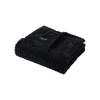 Kenneth Cole Textured Solid Plush Throw Blanket In Black