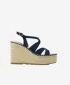Kenneth Cole Women's Solace Strappy Espadrille Platform Wedge Sandals In Navy Suede