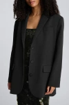 Kenneth Cole Three-button Boyfriend Blazer In Black