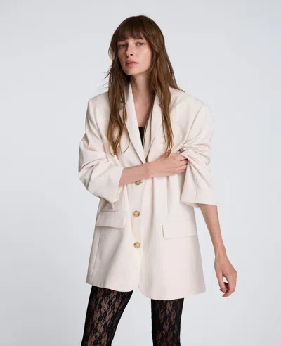 Kenneth Cole Three Button Boyfriend Jacket In White