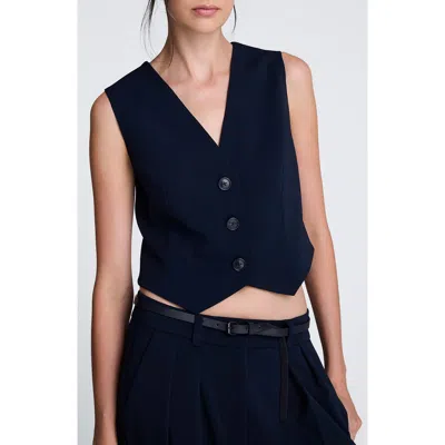 Kenneth Cole Luxe Twill Three Button Vest In Blue