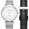 Kenneth Cole Three-hand Quartz Diamond Dial Watch & Interchangeable Strap Set, 42mm In Silver/black