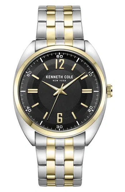 Kenneth Cole Three Hand Quartz Two-tone Bracelet Watch, 42mm In Tt Silver/gold Yellow