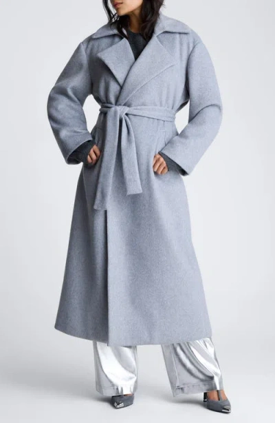 Kenneth Cole Tie Belt Brushed Felt Trench Coat In Multicolor