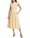 Kenneth Cole Tie Waist Midi Dress In Yellow