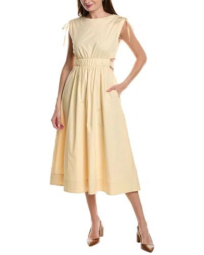 Kenneth Cole Tie Waist Midi Dress In Yellow
