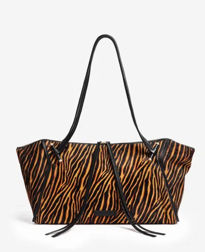 Kenneth Cole Tiger Print East West Top Zip Tote In Natural,bl