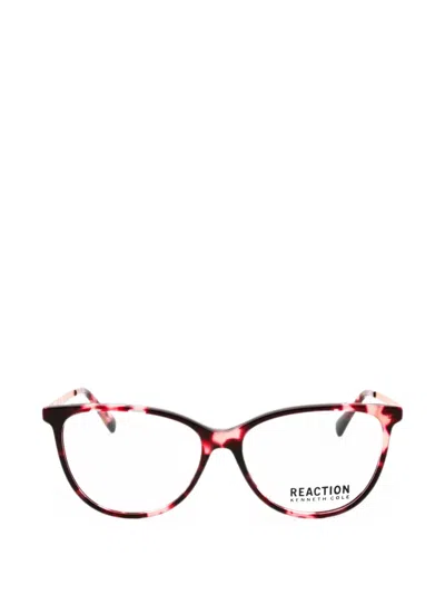 Kenneth Cole Tortoiseshell-effect Oval-frame Glasses In Red