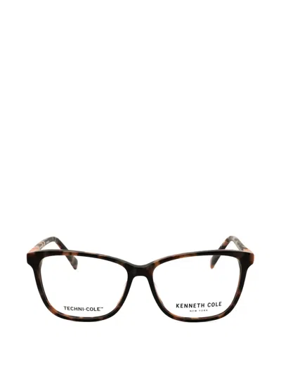 Kenneth Cole Tortoiseshell-effect Rectangle-frame Glasses In Brown