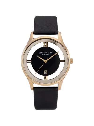 Kenneth Cole 투명 다이얼 44mm 시계 In Black