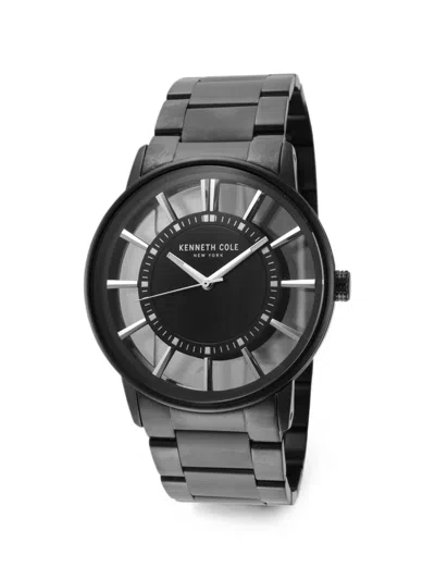 Kenneth Cole 투명 다이얼 링크 브레이슬릿 43.5mm 시계 In Black