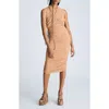 Kenneth Cole Sleeveless Twist Front Midi With Side Rouching In Dark Honey