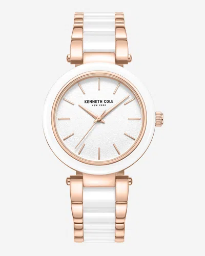 Kenneth Cole Two-tone Classic Bracelet Watch In White,rose Gold