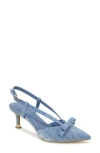Kenneth Cole Umayra Slingback Pointed Toe Pump In Crystal Denim