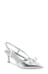 Kenneth Cole Umayra Slingback Pointed Toe Pump In Silver Snake