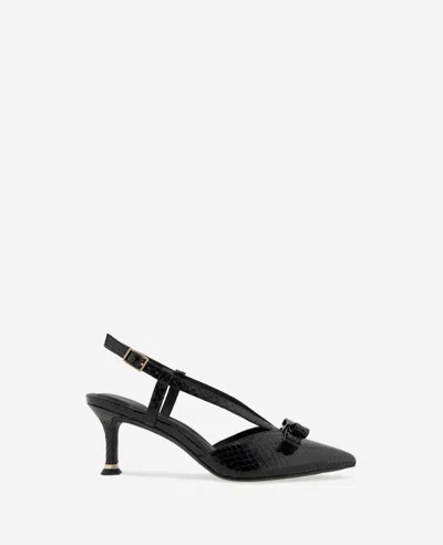 Kenneth Cole Umayra Snake Slingback Kitten Heel In Black Snake