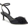 Kenneth Cole Umi Starburst Ankle Strap Pointed Toe Pump In Black Satin