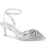 Kenneth Cole Umi Starburst Ankle Strap Pointed Toe Pump In Silver Mesh