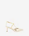 Kenneth Cole Umi Snakeskin Embossed Pointed Toe Pump In Gold Snake