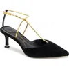 Kenneth Cole Umi T-strap Pointed Toe Pump In Black Suede