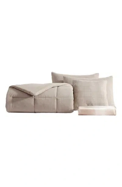 Kenneth Cole Urban Box Stitch Comforter Set In Brown