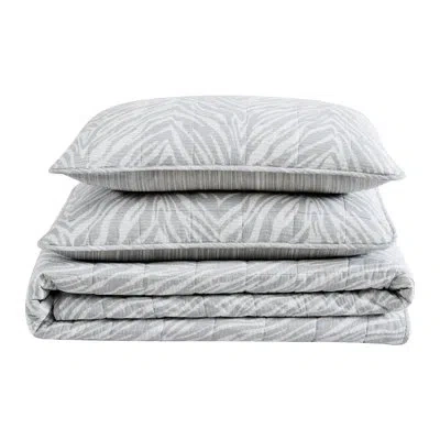 Kenneth Cole Urban Zebra Cotton Grey Quilt Set In Gray