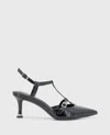 Kenneth Cole Urka Crinkle Patent Slingback Heel In Black