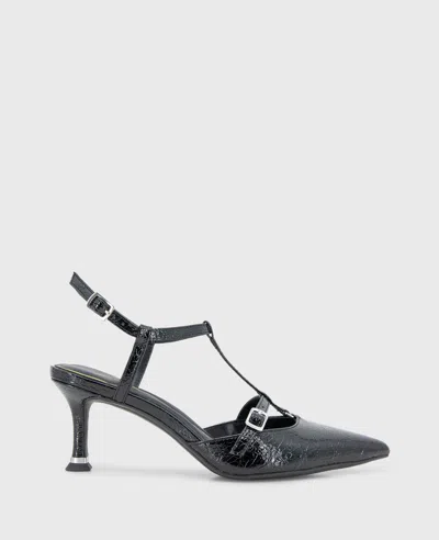 Kenneth Cole Urka Crinkle Patent Slingback Heel In Black