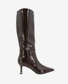 Kenneth Cole Utah Pointed Toe Knee High Boot In Chocolate Patent